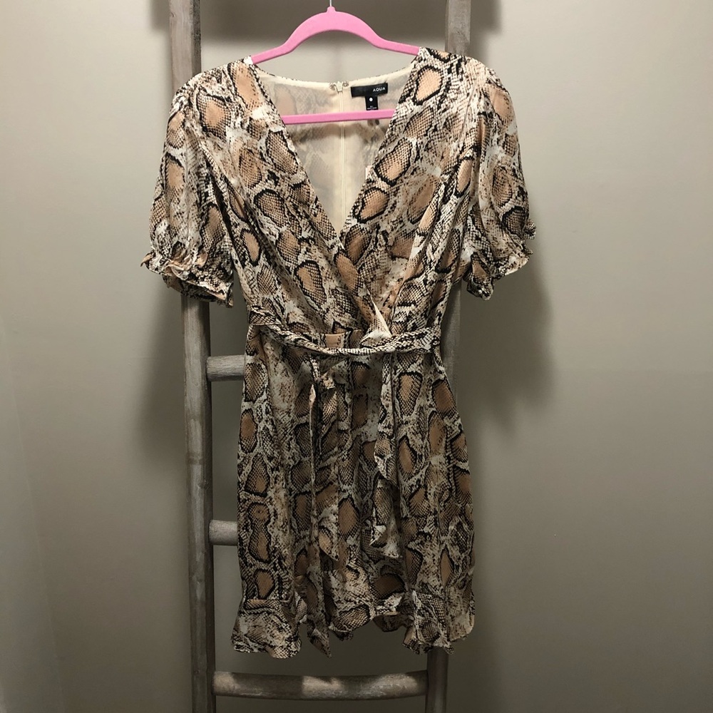 Aqua Snakeskin Wrap Dress